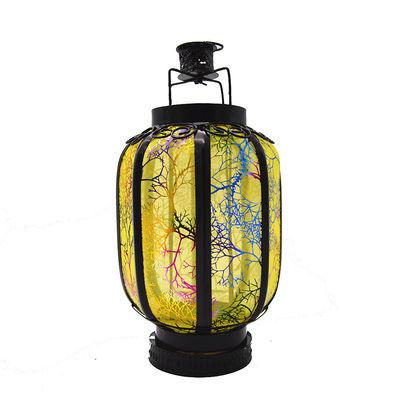 Yellow Chinese Product Lantern 26cm Length Dia. 13cm Metal Iron Ideal for Festivals