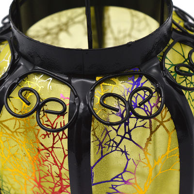 Yellow Chinese Product Lantern 26cm Length Dia. 13cm Metal Iron Ideal for Festivals