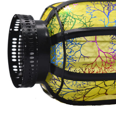 Yellow Chinese Product Lantern 26cm Length Dia. 13cm Metal Iron Ideal for Festivals