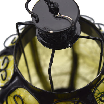 Yellow Chinese Product Lantern 26cm Length Dia. 13cm Metal Iron Ideal for Festivals