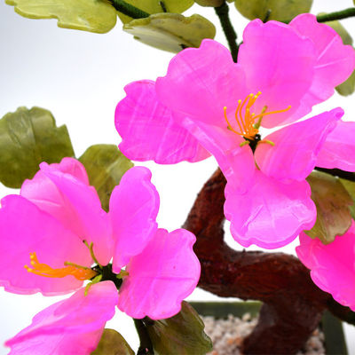Customized Logo Availabled Chinese Jade Stone Flower Trees Red Decorative Flower Crystal Trees for B2B Marke