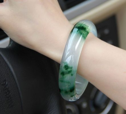 50-62mm Other A Floating Flower Jade Bracelet from Natural Emerald Jade Folk BANGLES 1 Piece