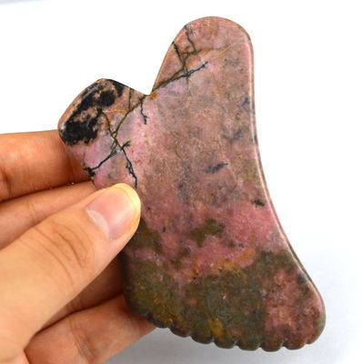 Natural Rhodonite Gua Sha Massage Tool for Tightening Skin and Promoting Facial Beauty