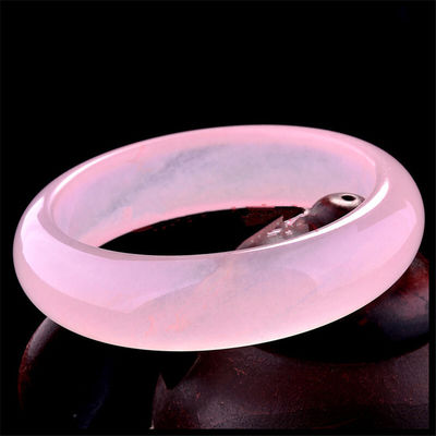 Art Collectible Pink Hibiscus Bracelet Natural Violet Jade Bracelet A Grade Jade Jewelry Bracelet Women