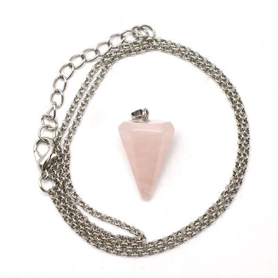 Natural Crystal Rose Quartz Pendulum for Chakra Alignment and Reiki Healing