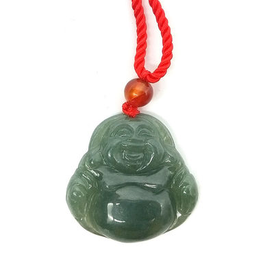 Regional Feature Polished Jadeite Jade Buddha Pendant Necklace With Certificate