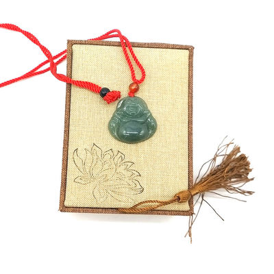 Regional Feature Polished Jadeite Jade Buddha Pendant Necklace With Certificate