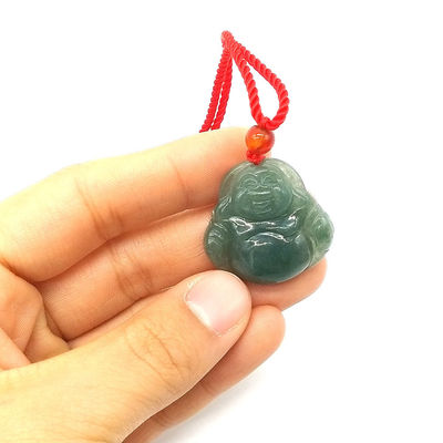 Regional Feature Polished Jadeite Jade Buddha Pendant Necklace With Certificate