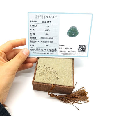 Regional Feature Polished Jadeite Jade Buddha Pendant Necklace With Certificate
