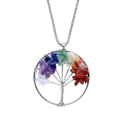 ABKP-021 Technique Polished Crystal Tree Of Life Necklace Timeless Beauty