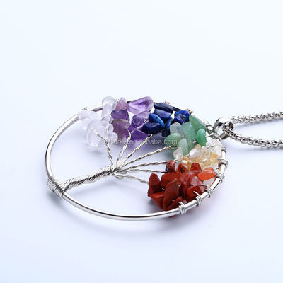 ABKP-021 Technique Polished Crystal Tree Of Life Necklace Timeless Beauty