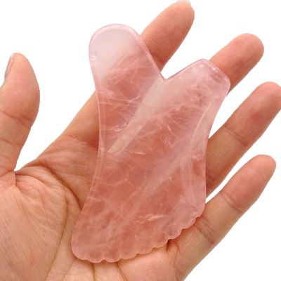 Custom Logo Natural Rose Quartz Gua Sha Body Massage Tool for Self Skin Care and Facial Health