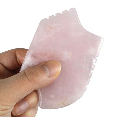 2024 Rose Quartz Gua Sha Massage Tool With Teeth Natural Crystal Skin Beauty Massager Face Lifting Anti Aging Pink Logo