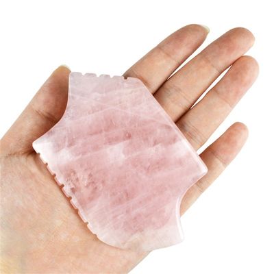 2024 Rose Quartz Gua Sha Massage Tool With Teeth Natural Crystal Skin Beauty Massager Face Lifting Anti Aging Pink Logo