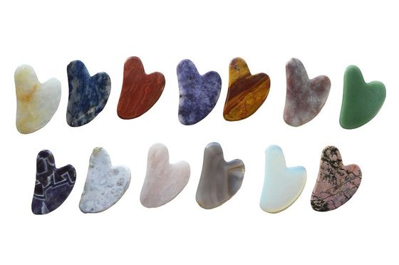 75*50mm Rose Quartz Jade Bian stone Sculpty Heart Gua Sha Face Sculpting Tool for Neck Back Shoulder Massage Anti-Aging