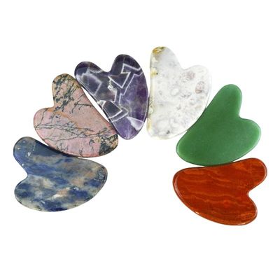 75*50mm Rose Quartz Jade Bian stone Sculpty Heart Gua Sha Face Sculpting Tool for Neck Back Shoulder Massage Anti-Aging