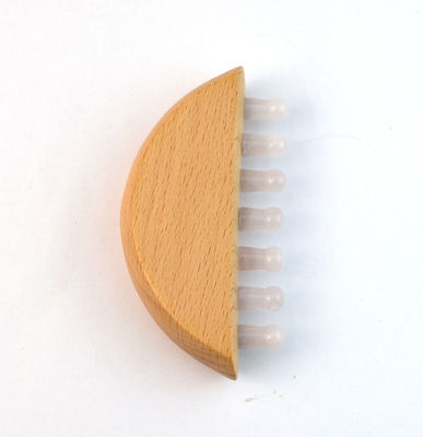 Wooden Rose Quartz Jade Guasha Hair Meridian Massage Comb Scalp Gua Sha Massager Hair Massage Comb with Gua Sha Function