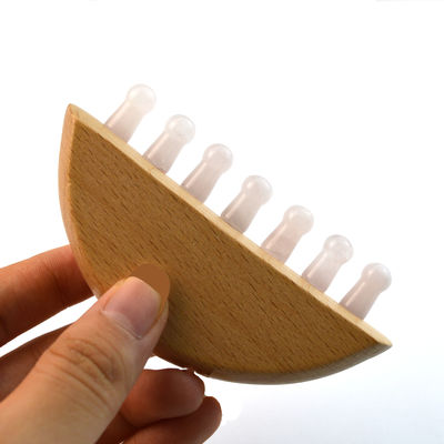 Wooden Rose Quartz Jade Guasha Hair Meridian Massage Comb Scalp Gua Sha Massager Hair Massage Comb with Gua Sha Function