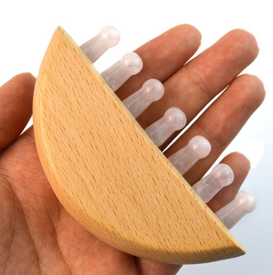 Wooden Rose Quartz Jade Guasha Hair Meridian Massage Comb Scalp Gua Sha Massager Hair Massage Comb with Gua Sha Function