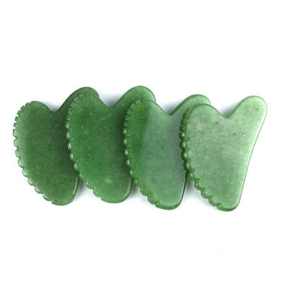 Natural Heart Shape Green Aventurine Jade Gua Sha Custom Logo Guasha With Teeth Facial Beauty Massage Tool Muscle Massage