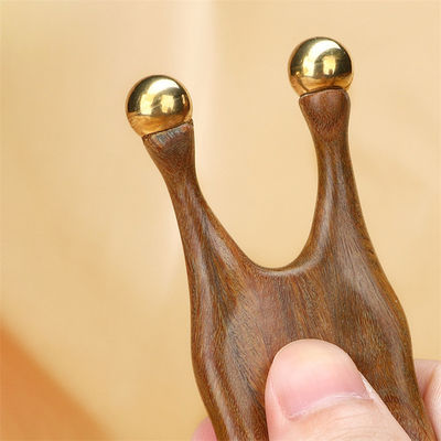 Pure Copper Sandalwood Gua Sha Massage Tool for Facial and Eye Acupoint Stimulation