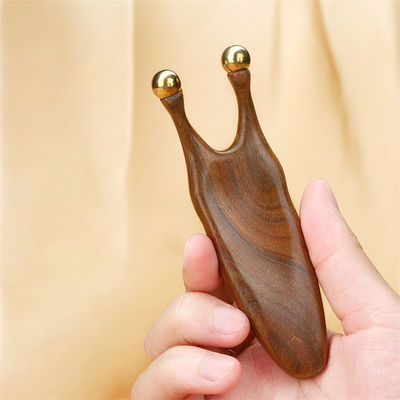 Pure Copper Sandalwood Gua Sha Massage Tool for Facial and Eye Acupoint Stimulation
