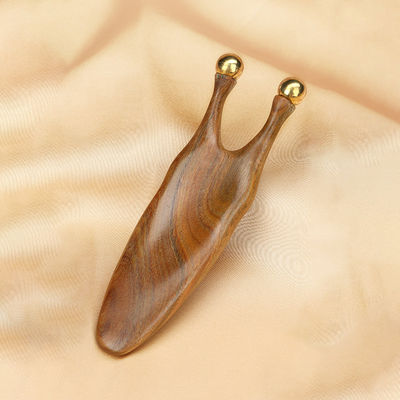 Pure Copper Sandalwood Gua Sha Massage Tool for Facial and Eye Acupoint Stimulation