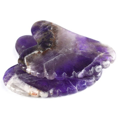2024 Trending Massage Tools Heart Shape Natural Amethyst Gua Sha With Teeth Custom Logo Guasha Body Self Skin Care