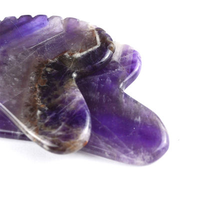 2024 Trending Massage Tools Heart Shape Natural Amethyst Gua Sha With Teeth Custom Logo Guasha Body Self Skin Care