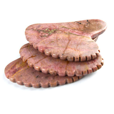 Body Muscles Natural Heart Shape Rhodonite Stone Gua Sha Scraping Board Teeth Guasha Stone Facial Beauty Massage Tool Skin Care