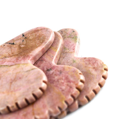 Body Muscles Natural Heart Shape Rhodonite Stone Gua Sha Scraping Board Teeth Guasha Stone Facial Beauty Massage Tool Skin Care