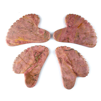 Body Muscles Natural Heart Shape Rhodonite Stone Gua Sha Scraping Board Teeth Guasha Stone Facial Beauty Massage Tool Skin Care