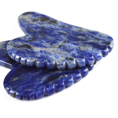 Facial Lifting Tool Heart Shape Natural Sodalite Gua Sha Stone for Self Care and Body Relaxation