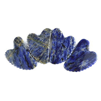 Facial Lifting Tool Heart Shape Natural Sodalite Gua Sha Stone for Self Care and Body Relaxation