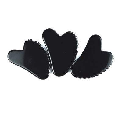 Natural Heart Shape Obsidian Gua Sha Massage Scraping Tool With Teeth Facial Beauty Massager Skin Spa Tool for Skin Care