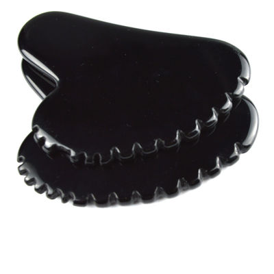 Natural Heart Shape Obsidian Gua Sha Massage Scraping Tool With Teeth Facial Beauty Massager Skin Spa Tool for Skin Care