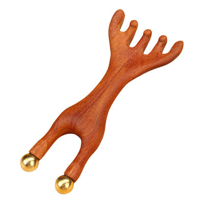 Red Deer Antler Shape Copper Scalp Meridian Massager Head Gua Sha Massage Comb for Contouring and Lifting Facial Features