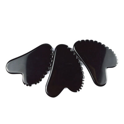 Natural Heart Shape Obsidian Gua Sha Massage Scraping Tool With Teeth Facial Beauty Massager Skin Spa Tool for Skin Care