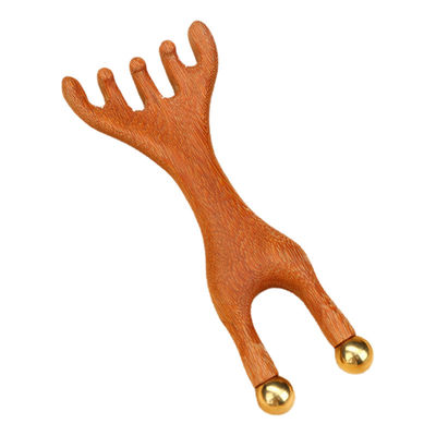 Red Deer Antler Shape Copper Scalp Meridian Massager Head Gua Sha Massage Comb for Contouring and Lifting Facial Features