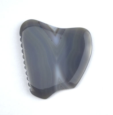 Custom Massage Scraping Therapy Tool 83g Grey Striped Agate Jade Gua Sha Stone for Face and Body