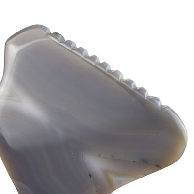 Custom Massage Scraping Therapy Tool 83g Grey Striped Agate Jade Gua Sha Stone for Face and Body