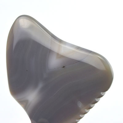 Custom Massage Scraping Therapy Tool 83g Grey Striped Agate Jade Gua Sha Stone for Face and Body