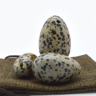 Hot Dalmatian Jasper Yoni Eggs Set for Women 3 Sizes Vibrating Jade Gemstone Eggs