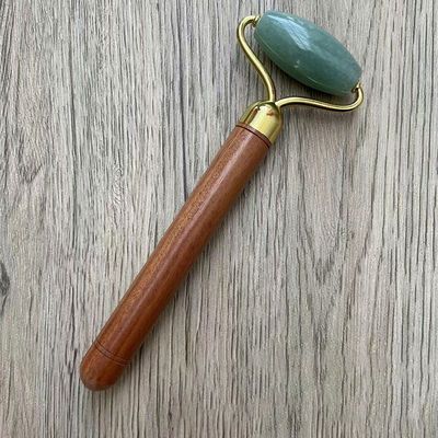 Green Aventurine Jade Face Roller Facial Skin Care Jade Massage Tool With Wooden Handle For Customized Logo Availabled