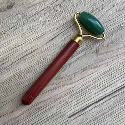 Green Aventurine Jade Face Roller Facial Skin Care Jade Massage Tool With Wooden Handle For Customized Logo Availabled