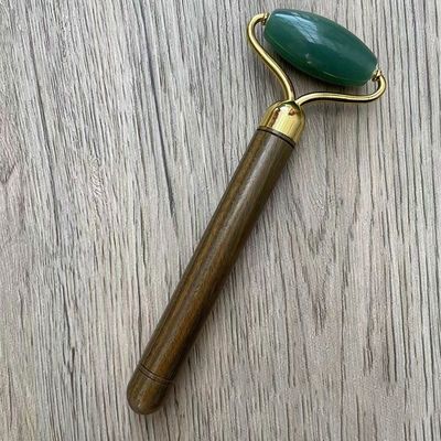 Green Aventurine Jade Face Roller Facial Skin Care Jade Massage Tool With Wooden Handle For Customized Logo Availabled
