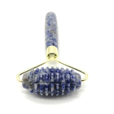 Facial Massage Technology Polished Natural Blue Point Stone Single Head Spiked Jade Roller Anti Aging with Technology