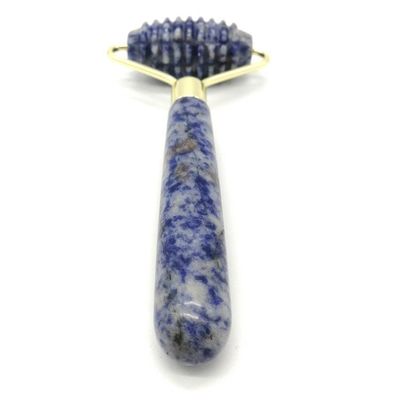 Facial Massage Technology Polished Natural Blue Point Stone Single Head Spiked Jade Roller Anti Aging with Technology