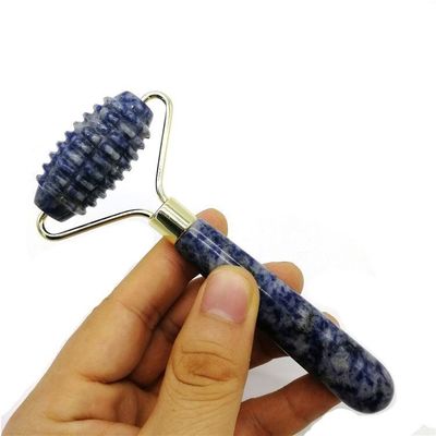 Facial Massage Technology Polished Natural Blue Point Stone Single Head Spiked Jade Roller Anti Aging with Technology