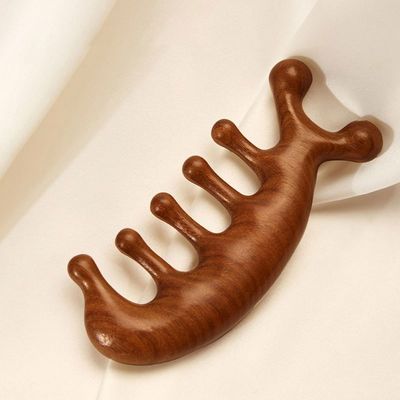 Scalp Relaxation Tool Sandalwood Head Gua Sha Massage Comb for Hair Growth and Full-body Meridian Dredging